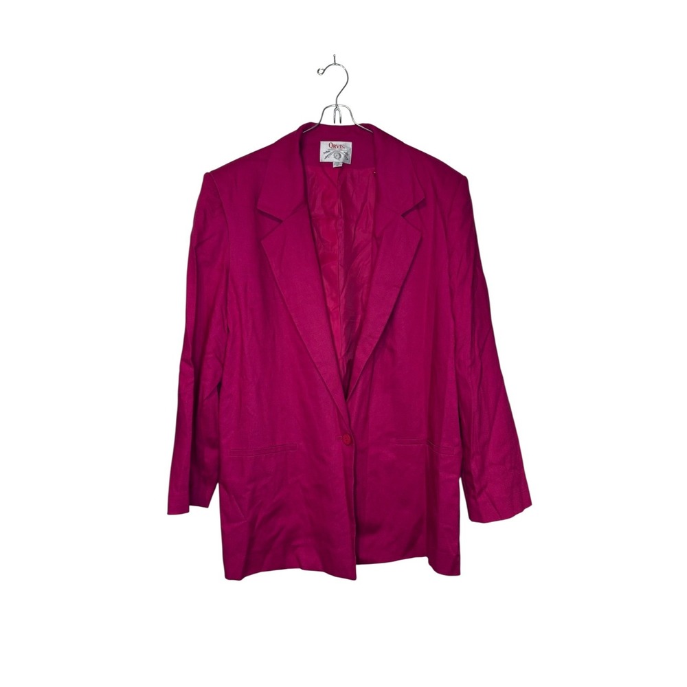 Orvis Womens Blazer Jacket Vintage Lined One Button Hot Pink‎ 12 Made In The USA